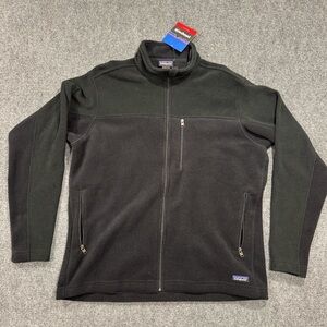 Patagonia Simple Synchilla Fleece Jacket Men's 2XL Black Full Zip Embroidered